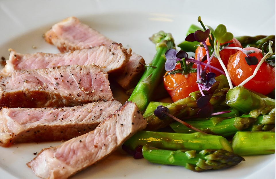 dry aged beef and veggies